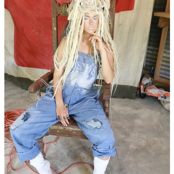 Magnolia Pearl Cosmos overalls blue os rare overall pant pants jumpsuit romper - Picture 3 of 16